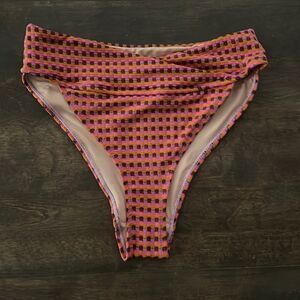 NWT Cotton on body high waisted cheeky bikini bottom retro texture violet cross